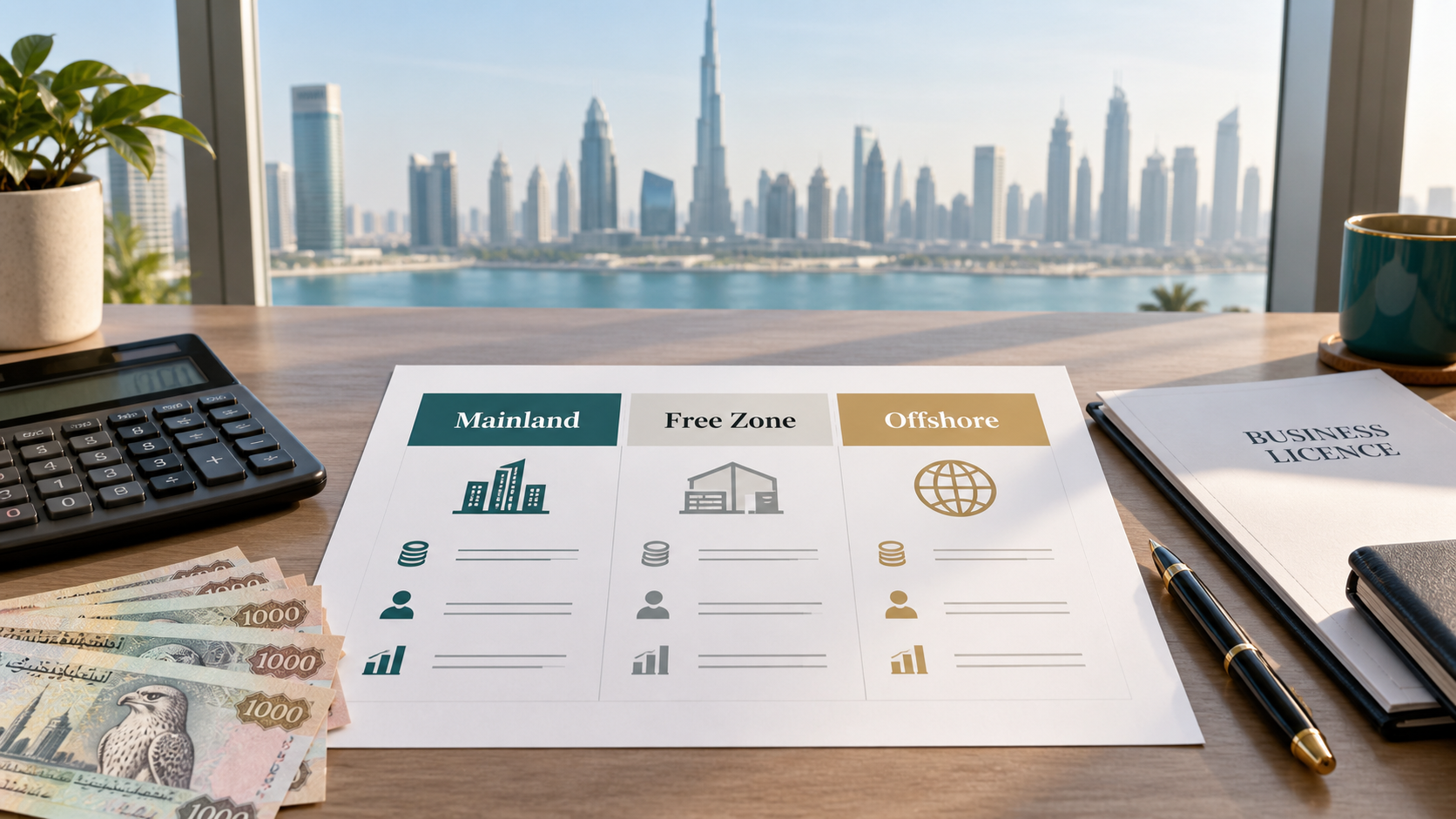 Dubai company formation cost comparison across mainland, free zone and offshore structures